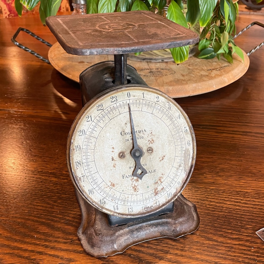 Vintage Columbia, 24lb family scale from Shapleigh Hardware Co created in 1843